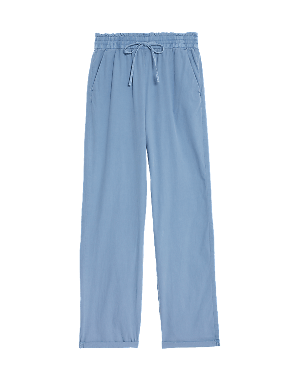 Pure Cotton Straight Leg Ankle Grazer Trousers