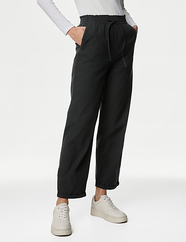 Pure Cotton Straight Leg Ankle Grazer Trousers