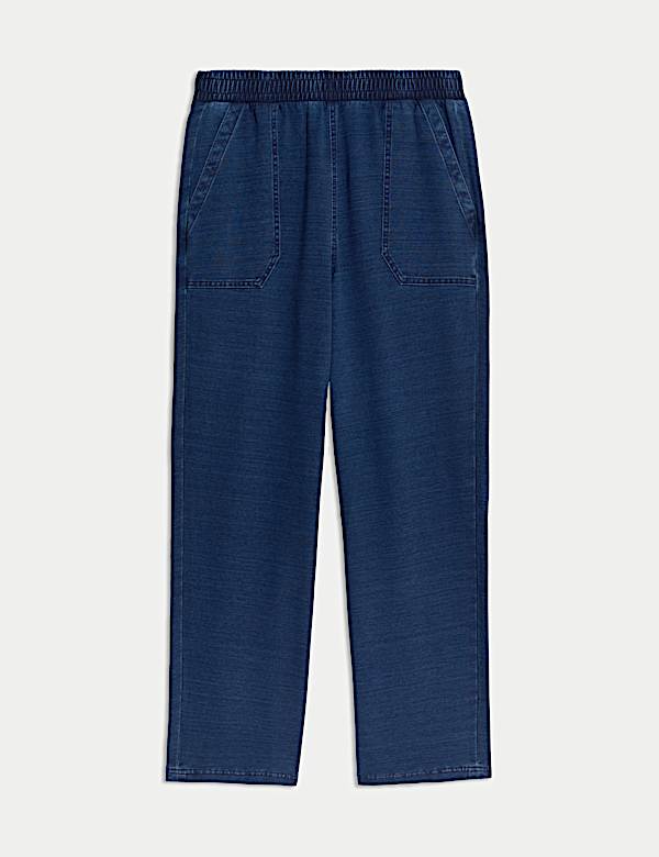 Denim Jersey Straight Leg Trousers - JP