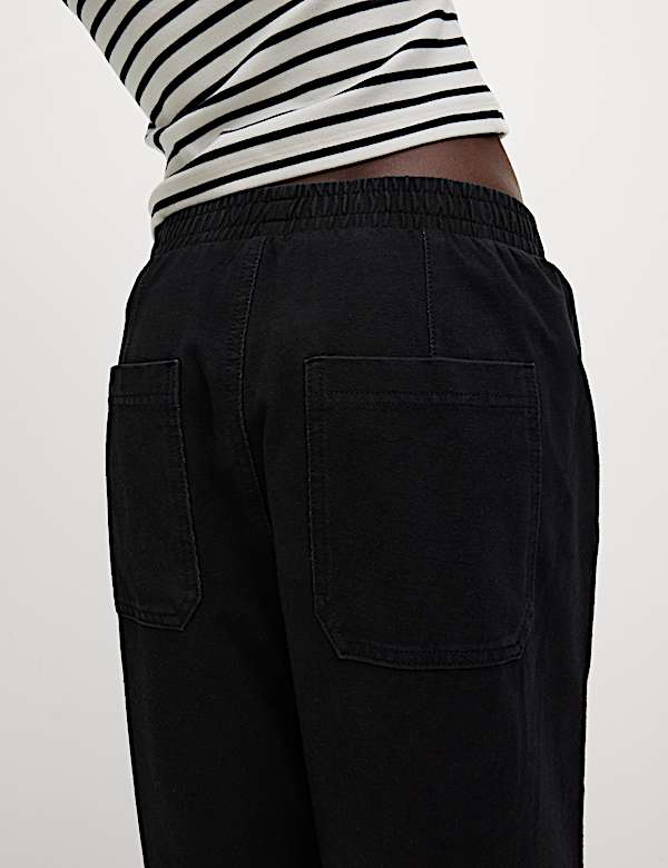 Denim Jersey Straight Leg Trousers