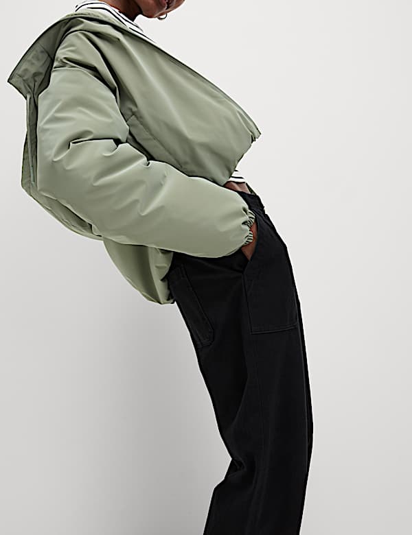 Denim Jersey Straight Leg Trousers