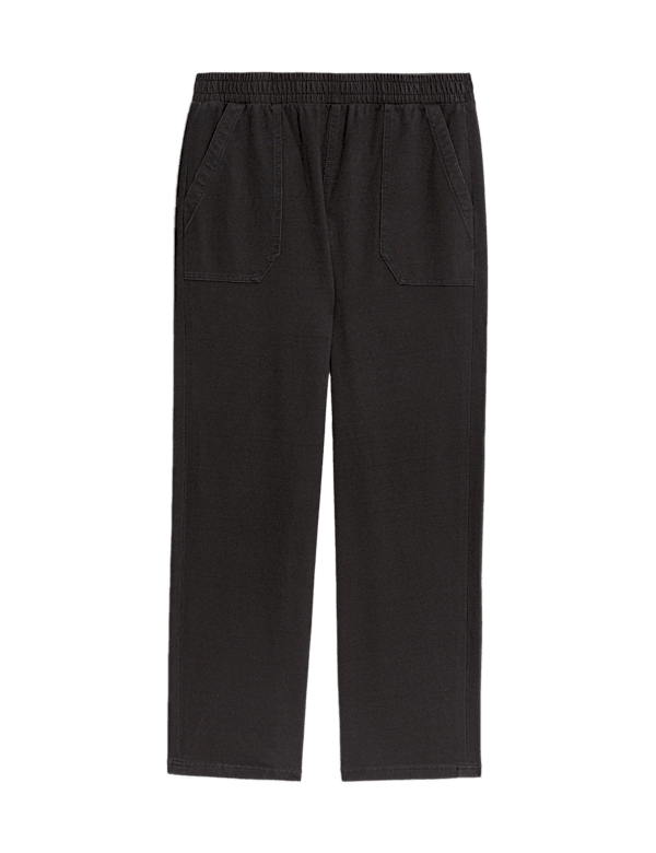 Denim Jersey Straight Leg Trousers