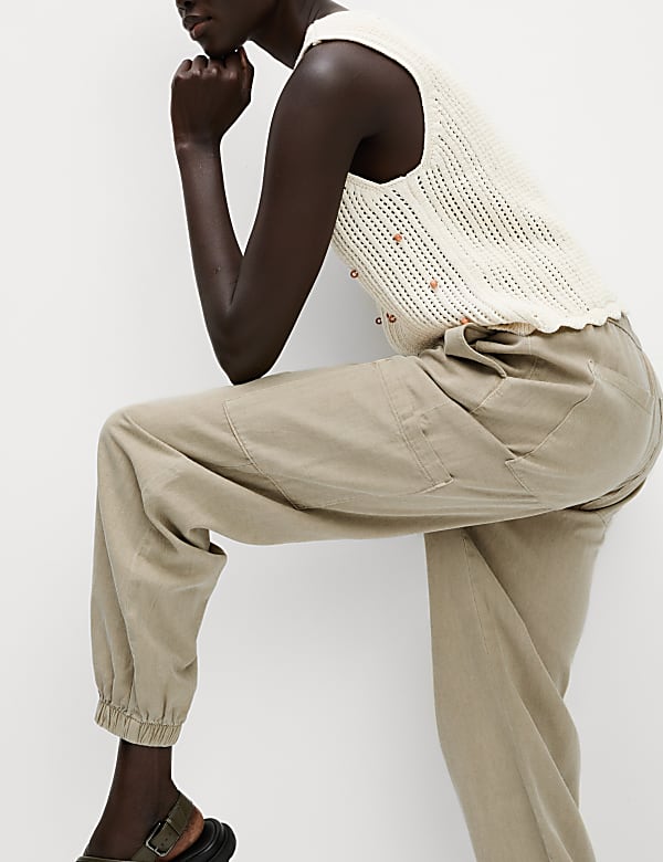 Lyocell Rich Joggers With Cotton & Linen - JP