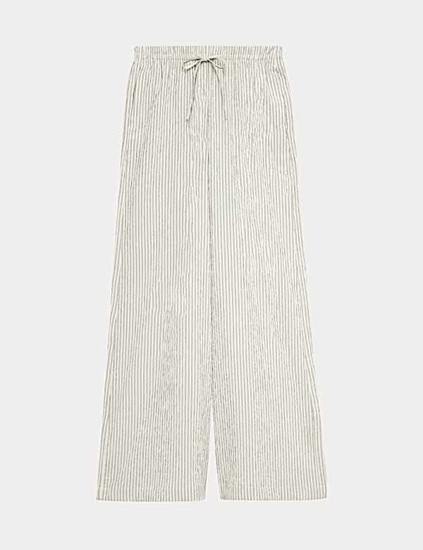 מכנסיים עם גומי בגזרה רחבה מבד סירסאקר - IL