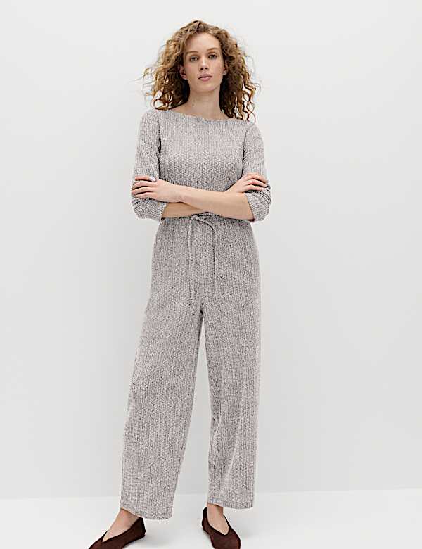 Jersey Textured Carrot Leg Ankle Grazer Trousers - US