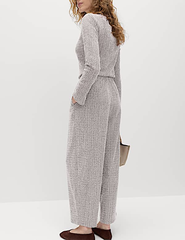 Jersey Textured Carrot Leg Ankle Grazer Trousers - US