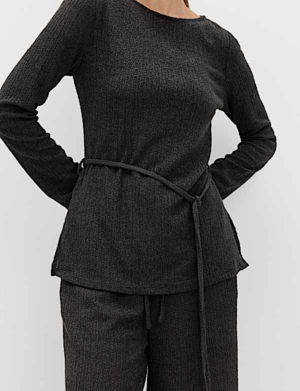 Jersey Textured Carrot Leg Ankle Grazer Trousers