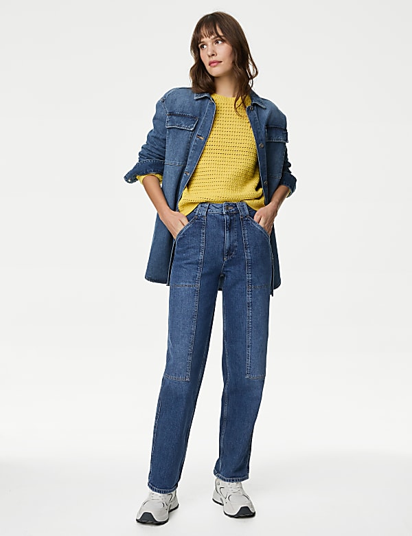 Mid Rise Cargo Ankle Grazer Jeans - MX