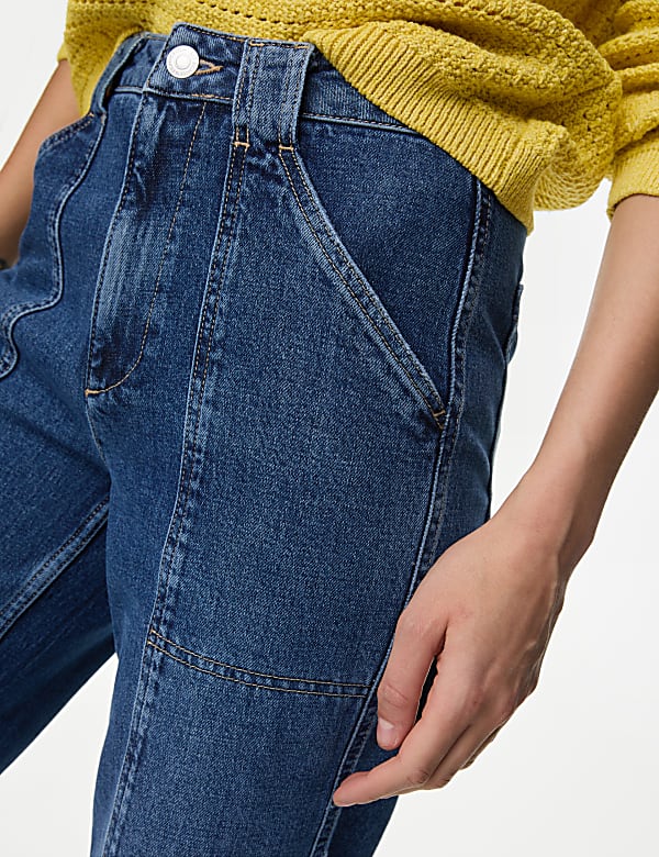 Mid Rise Cargo Ankle Grazer Jeans