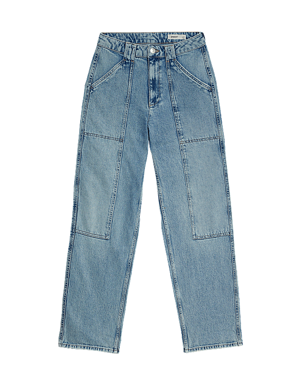 Mid Rise Cargo Ankle Grazer Jeans