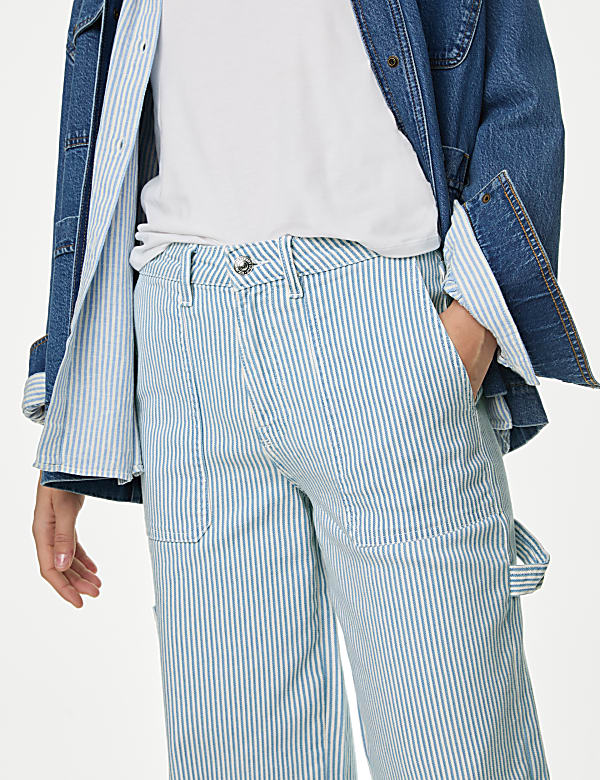 Relaxed High Waisted Carpenter Wide Leg Jeans