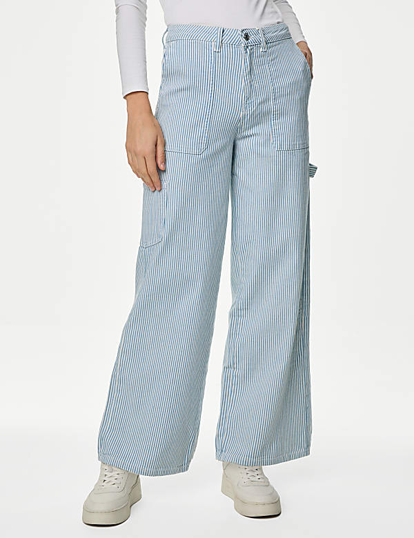 Relaxed High Waisted Carpenter Wide Leg Jeans