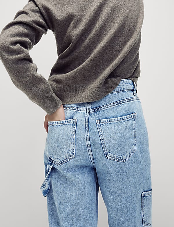 Relaxed High Waisted Carpenter Wide Leg Jeans