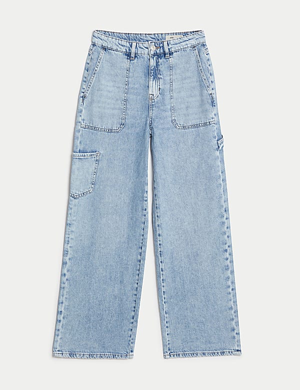 Relaxed High Waisted Carpenter Wide Leg Jeans - CZ