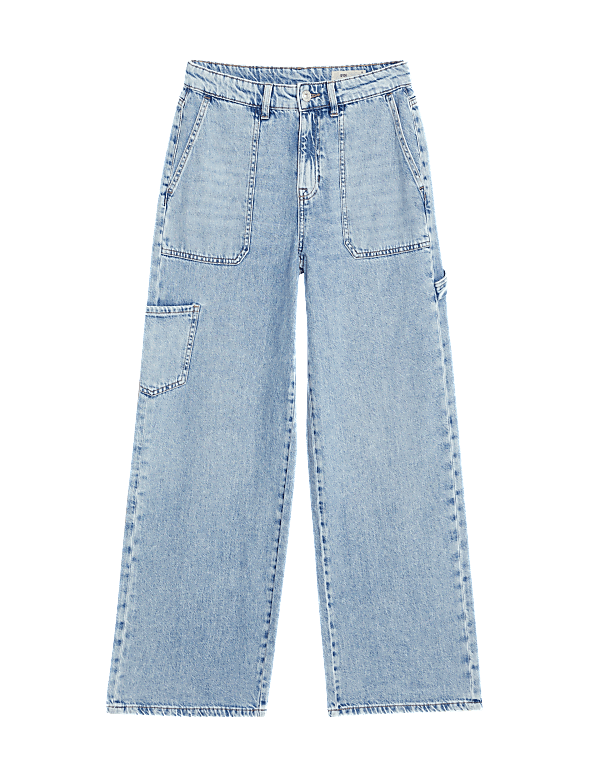 Relaxed High Waisted Carpenter Wide Leg Jeans