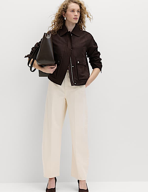 Pure Cotton Crease Front Barrel Leg Trousers