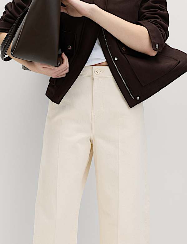 Pure Cotton Crease Front Barrel Leg Trousers