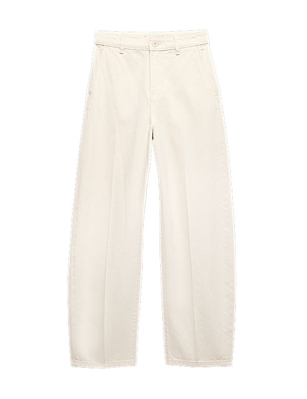 Pure Cotton Crease Front Barrel Leg Trousers