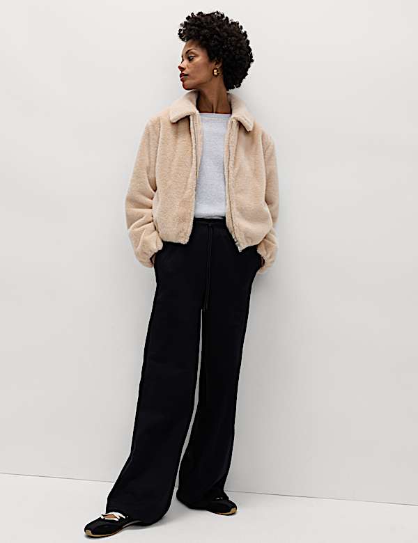 Cotton Rich Drawstring Wide Leg Joggers - IL