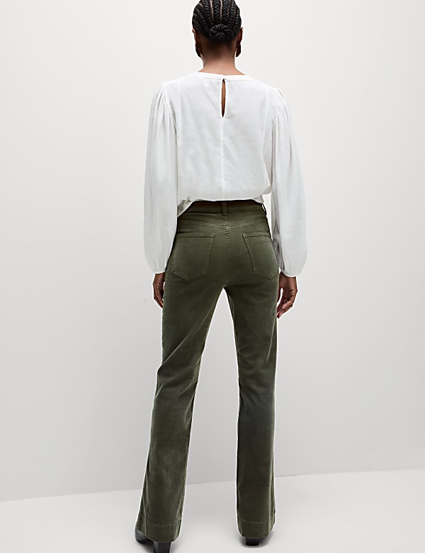 Cord Patch Pocket Tea Dyed Flared Trousers - JE