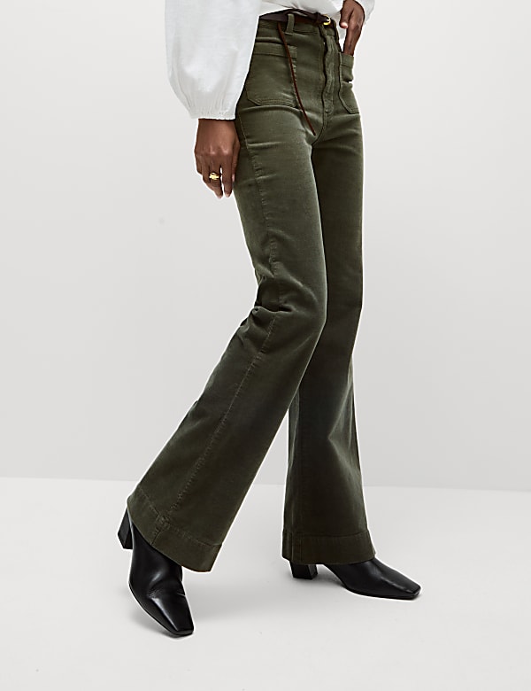 Cord Patch Pocket Tea Dyed Flared Trousers