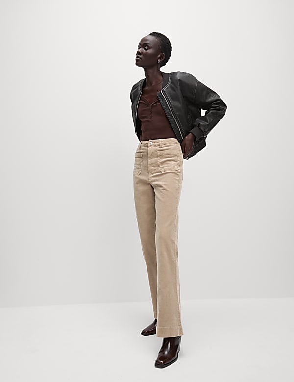Cord Patch Pocket Tea Dyed Flared Trousers