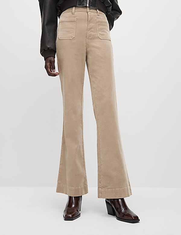 Cord Patch Pocket Tea Dyed Flared Trousers