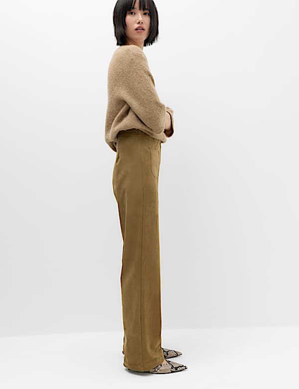 Faux Suede Straight Leg Trousers - SK