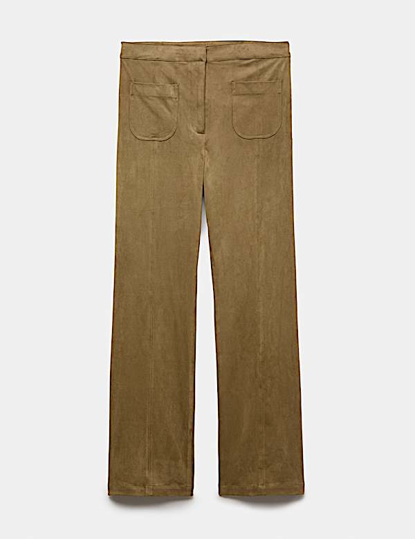 Faux Suede Straight Leg Trousers - SK