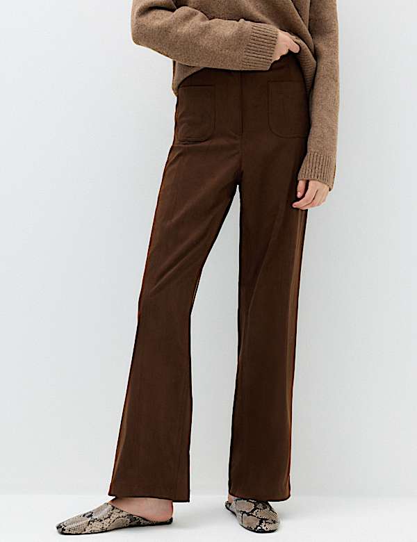 Faux Suede Straight Leg Trousers - LV