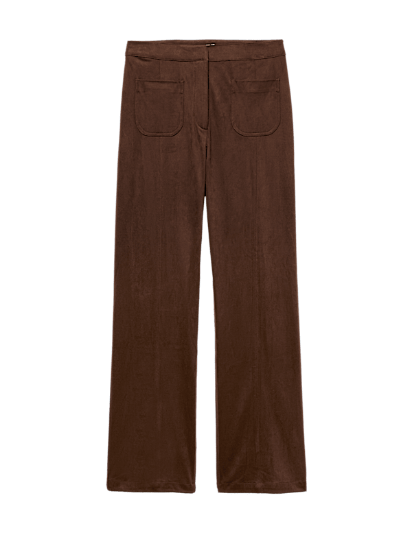 Faux Suede Straight Leg Trousers