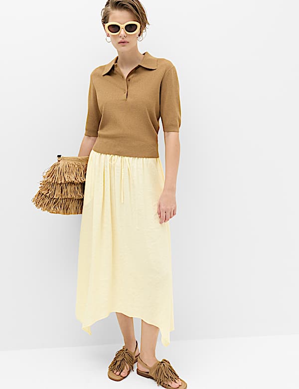 Hanky Hem Midi Skirt