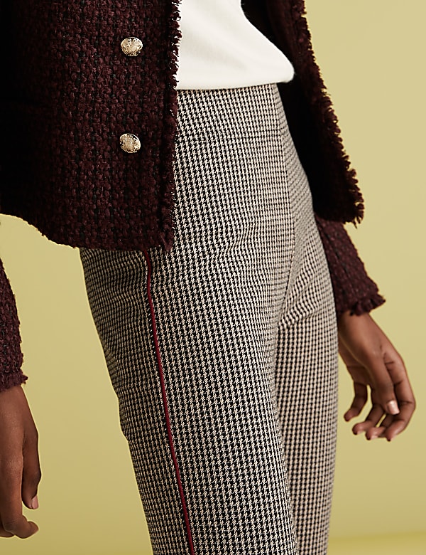 Dogtooth Side Stripe High Waisted Leggings