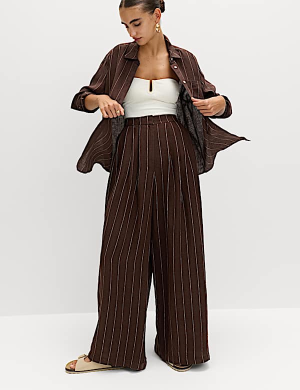 מכנסיים רחבים מפשתן טהור - IL