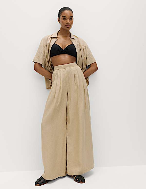 Pure Linen Wide Leg Trousers
