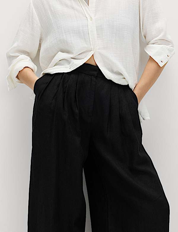 Pure Linen Wide Leg Trousers