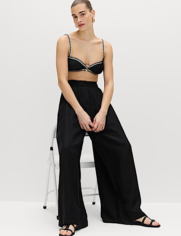 Pure Linen Wide Leg Trousers