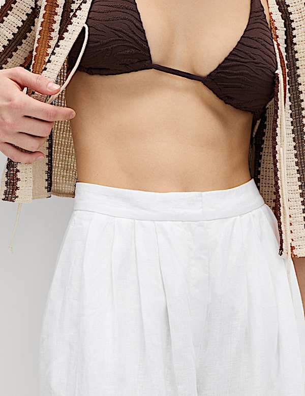 Hose aus reinem Leinen mit weitem Bein - DE