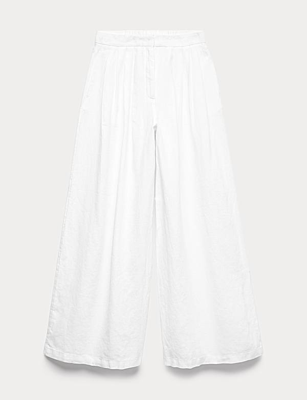 Hose aus reinem Leinen mit weitem Bein - DE