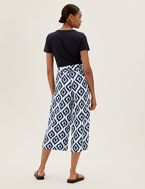 Pure Linen Crop Wide Leg Trousers