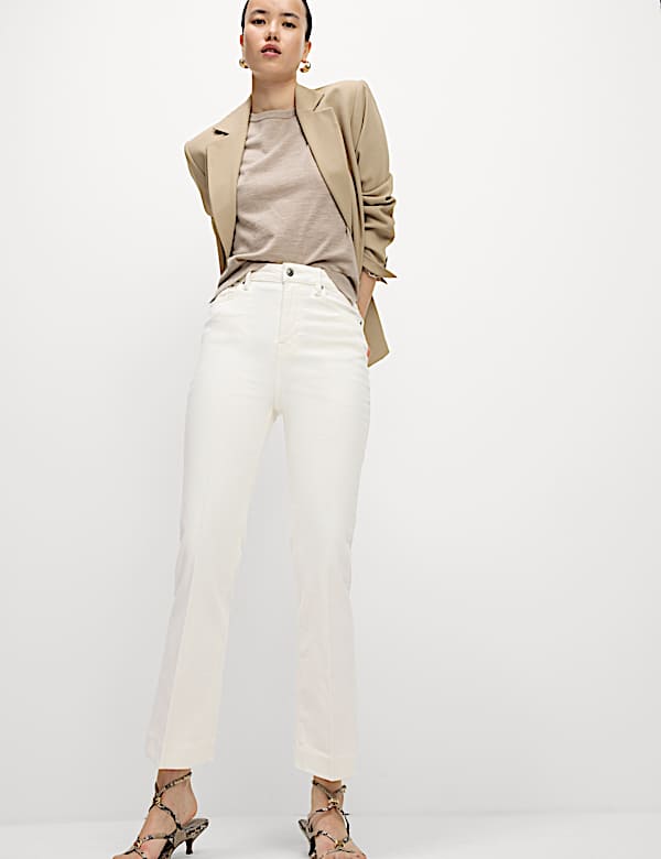 High Waisted Slim Flare Cropped Jeans - EE