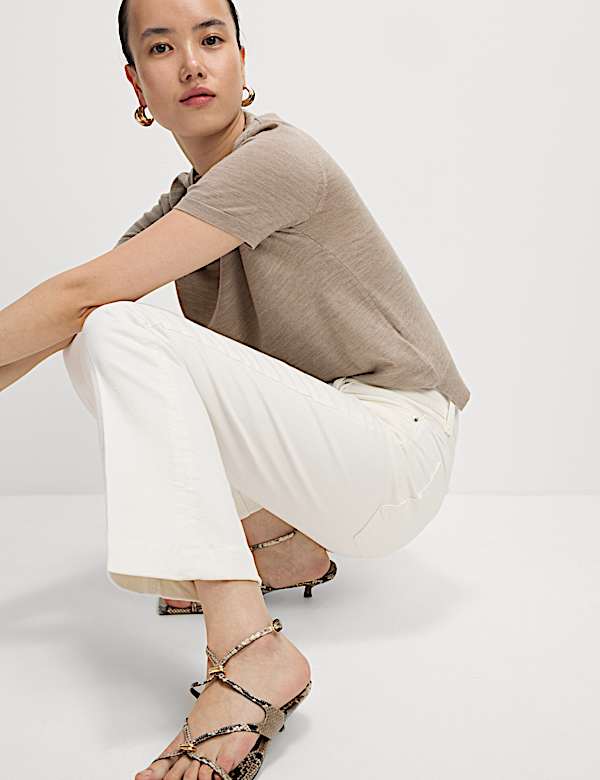 High Waisted Slim Flare Cropped Jeans - EE