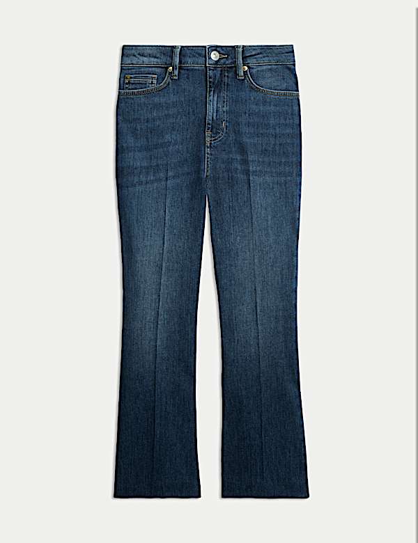 High Waisted Slim Flare Cropped Jeans - US