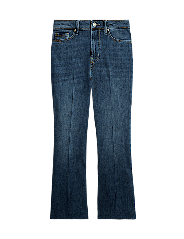High Waisted Slim Flare Cropped Jeans