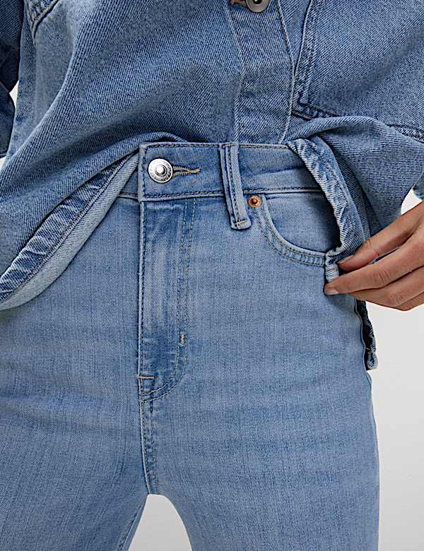 High Waisted Slim Flare Cropped Jeans - US