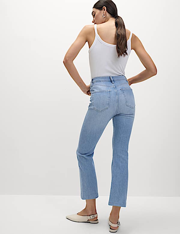 High Waisted Slim Flare Cropped Jeans - US