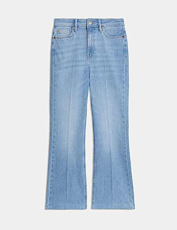 High Waisted Slim Flare Cropped Jeans - US