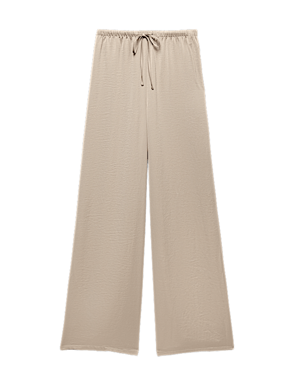 Satin Drawstring Wide Leg Trousers