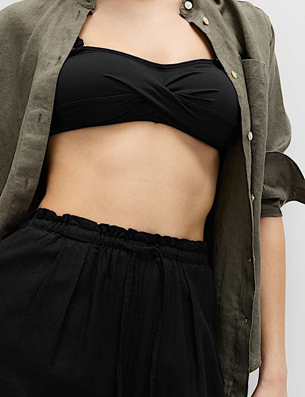 Linen Rich Drawstring Wide Leg Trousers