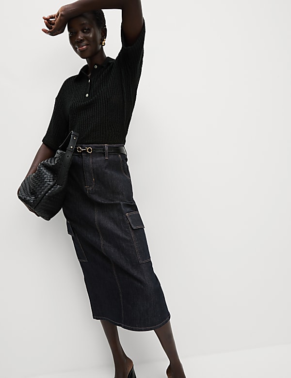 Denim Midi Cargo Skirt - IT